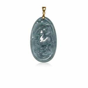 Guatemalan Bluewater Jade Goat Chinese Zodiac Pendant New
